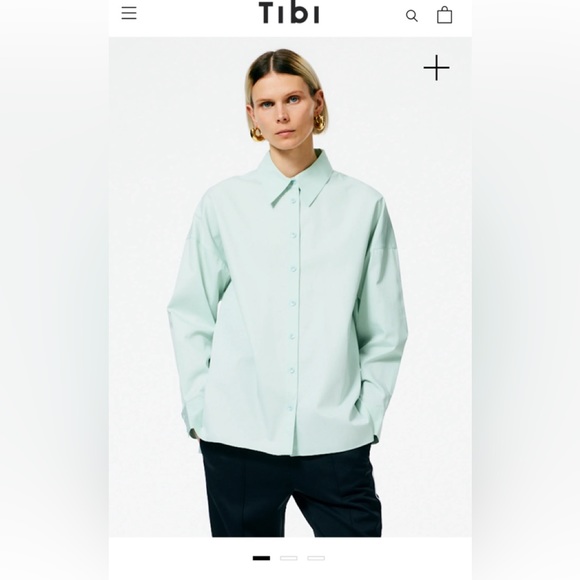Tibi Tops - Tibi Stone Washed Lightweight Twill Oversized Shirt